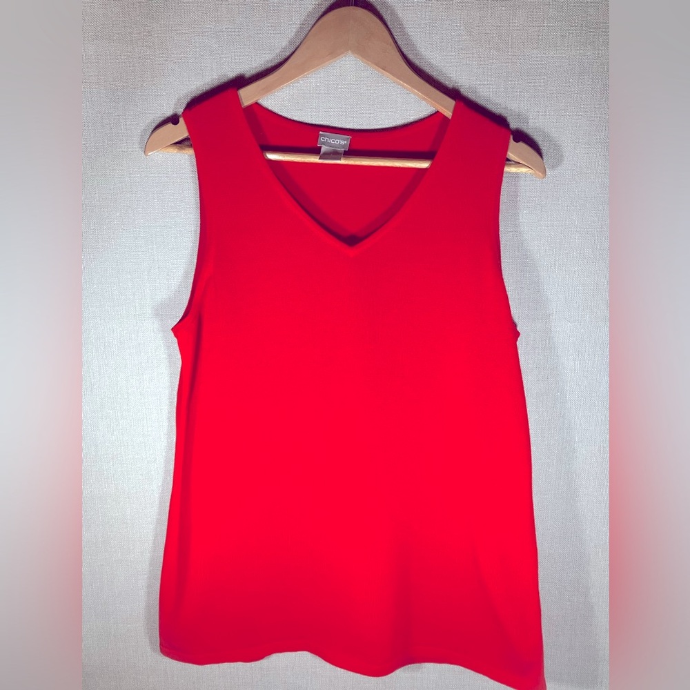 Chico's Persimmon Orange V-neck Tank Sweater Size 1 NWT Career Preppy Sleeveless